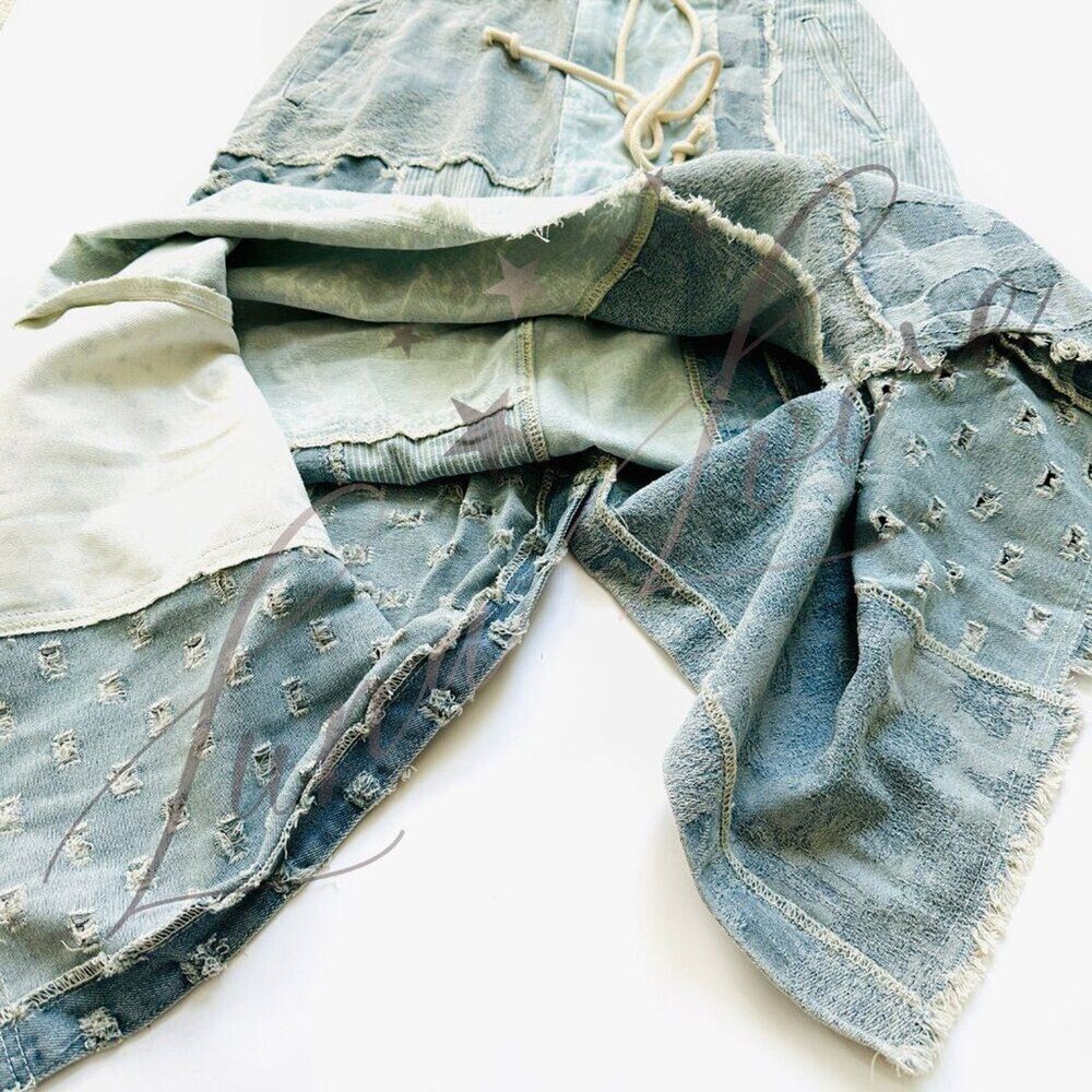 POL Clothing Floral Pattern Denim Patchwork Maxi Skirt (M & L) NEW! - Picture 6 of 11